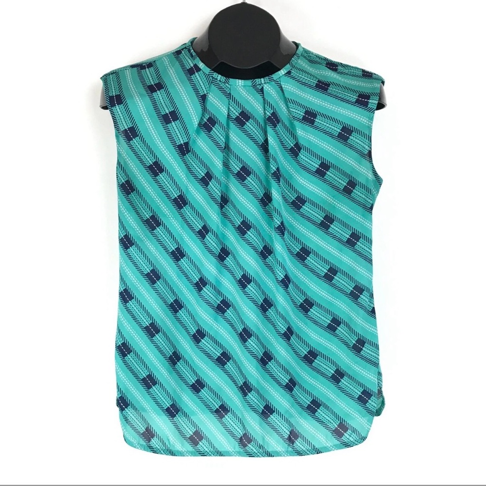 Teal and Navy Sleeveless Women's Top